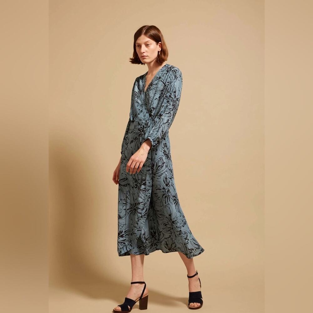 No. 6 Store Berta Wrap Dress Silk Floral Blue